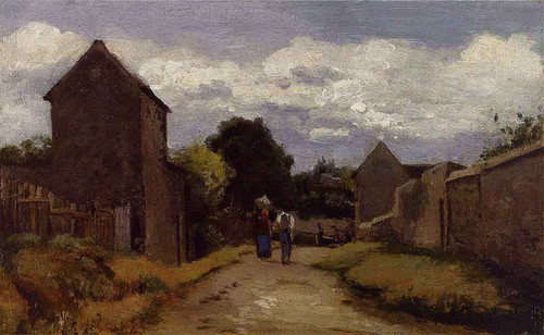 Male And Female Peasants On A Path Crossing The Countryside By Camille Pissarro Male And Female Peasants On A Path Crossing The Countryside By Camille Pissarro