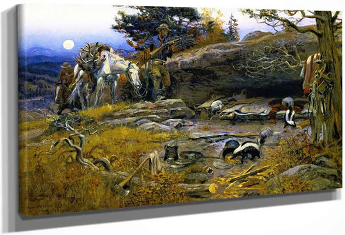 Man's Weapons Are Useless When Nature Goes Armed By Charles Marion Russell