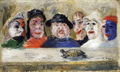 Masks Watching A Turtle By James Ensor By James Ensor