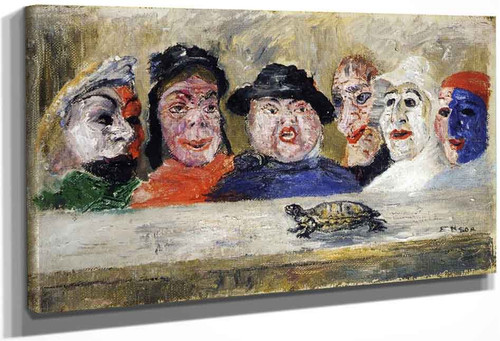 Masks Watching A Turtle By James Ensor By James Ensor