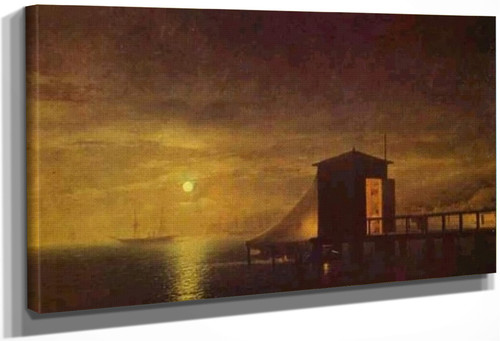 Moonlit Night. A Bathing Hut In Feodosia. By Ivan Constantinovich Aivazovsky By Ivan Constantinovich Aivazovsky