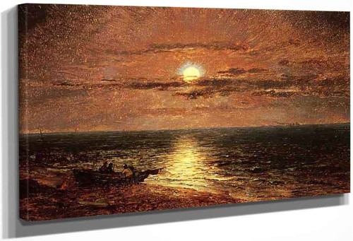 Moonlit Seascape By Jasper Francis Cropsey By Jasper Francis Cropsey