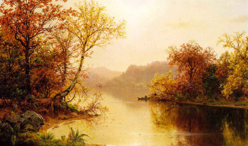 Mountain Lake In Autumn By Louis Remy Mignot