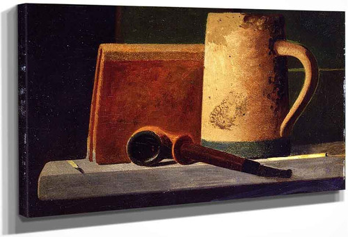 Mug, Pipe And Book In Window Ledge By John Frederick Peto By John Frederick Peto