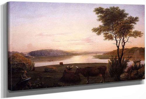 New England Inlet With Self Portrait By Fitz Henry Lane