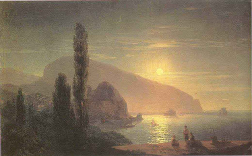 Night At Crimea. View On Aiudag By Ivan Constantinovich Aivazovsky By Ivan Constantinovich Aivazovsky