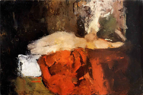 Nude With Black Stockings On A Bed By George Heidrik Breitner