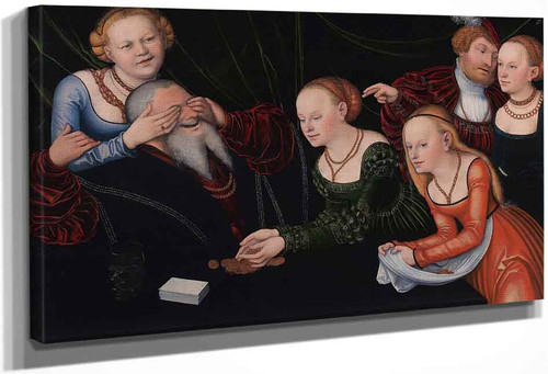 Old Man Beguiled By Courtesans By Lucas Cranach The Elder By Lucas Cranach The Elder