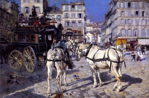 Omnibus In The Place Pigalle By Giovanni Boldini By Giovanni Boldini