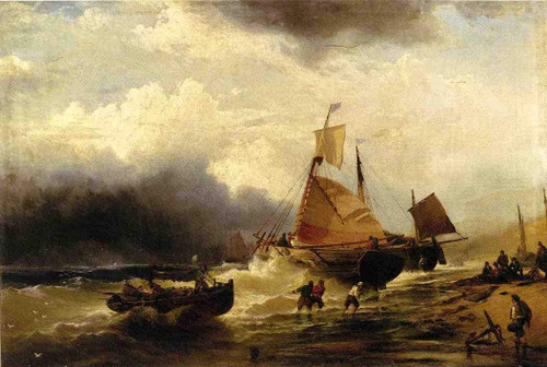 On The Beach At Digby By Edward Moran