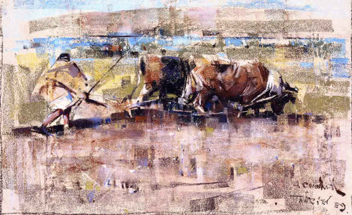 Oxen Ploughing, Tangier By Joseph Crawhall Oxen Ploughing, Tangier By Joseph Crawhall