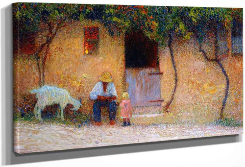 Peasant In Front Of His House In La Bastide Du Vert By Henri Martin