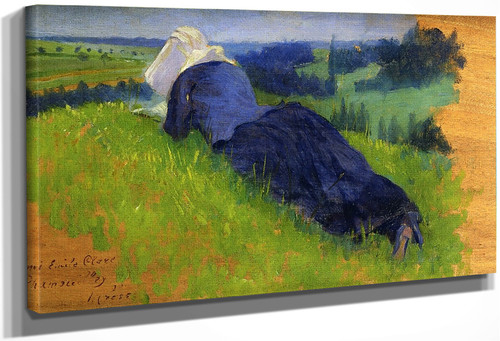 Peasant Woman Stretched Out On The Grass By Henri Edmond Cross By Henri Edmond Cross