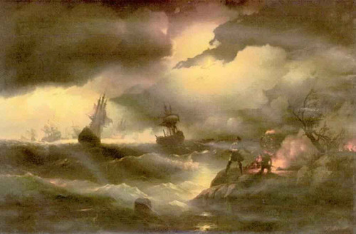 Peter The First To Light Out A Watch Fire By Ivan Constantinovich Aivazovsky By Ivan Constantinovich Aivazovsky