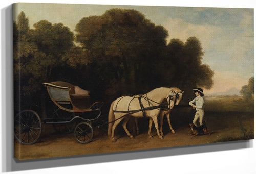 Phaeton With A Pair Of Cream Ponies And An Stable Lad By George Stubbs