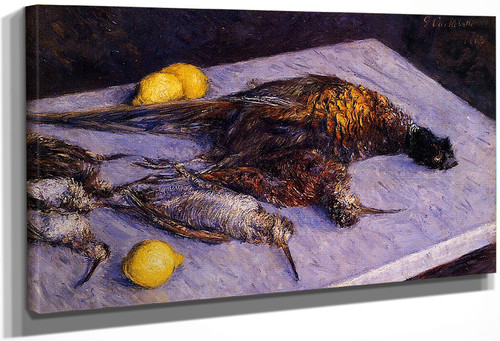 Pheasants And Woodcocks On A Marble Table By Gustave Caillebotte