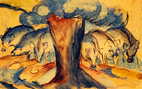 Pigs Under A Tree By Franz Marc By Franz Marc