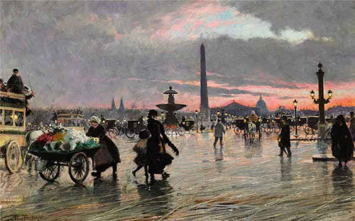 Place De La Concorde In Paris By Paul Gustave Fischer By Paul Gustave Fischer