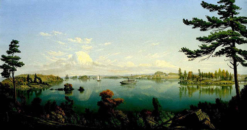 Pleasure Boats On A Lake By Levi Wells Prentice By Levi Wells Prentice