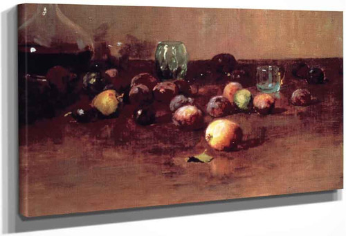 Plums, Waterglass And Peaches By Guy Orlando Rose