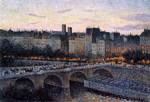 Quai De L'ecole, Paris, Evening By Maximilien Luce By Maximilien Luce
