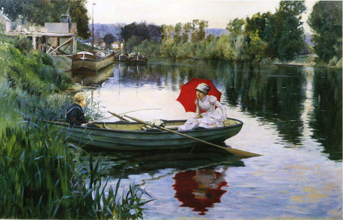 Quiet Day On The Seine By Julius Leblanc Stewart