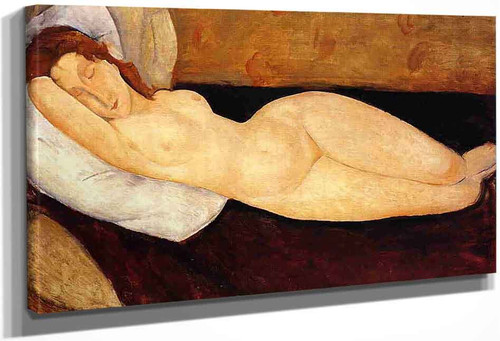 Reclining Nude, Head Resting On Right Arm By Amedeo Modigliani