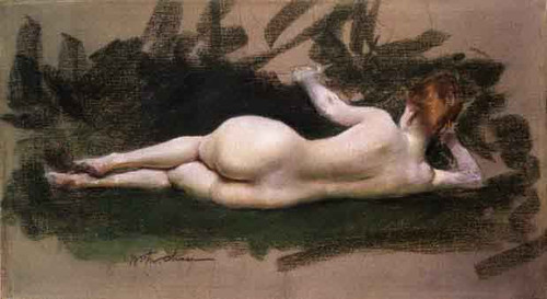 Reclining Nude By William Merritt Chase