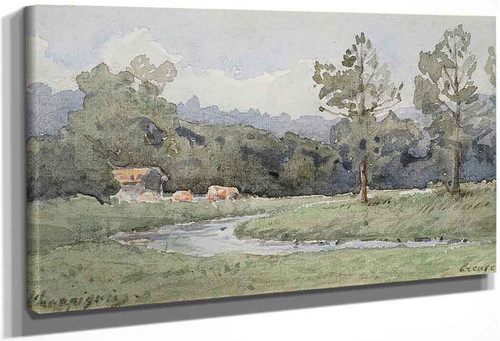 River Landscape By Henri Joseph Harpignies, Aka Henri Harpignies