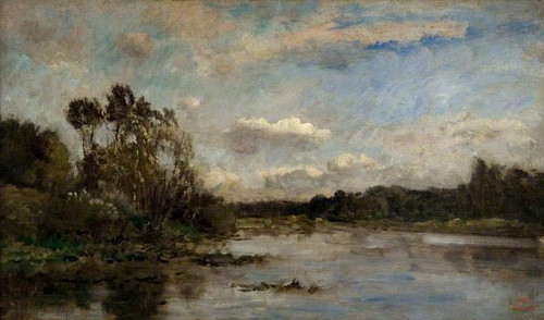 River Scene With Wooded Banks By Charles Francois Daubigny By Charles Francois Daubigny