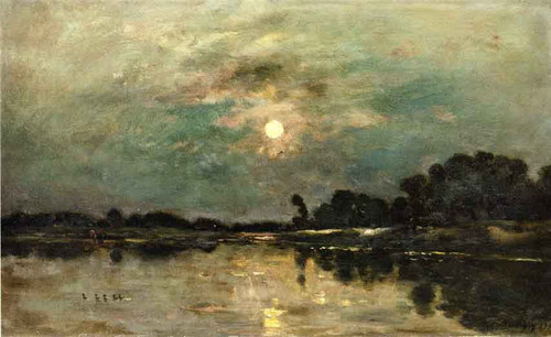 Riverbank In Moonlight By Charles Francois Daubigny By Charles Francois Daubigny