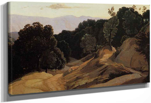 Road Through Wooded Mountains By Jean Baptiste Camille Corot