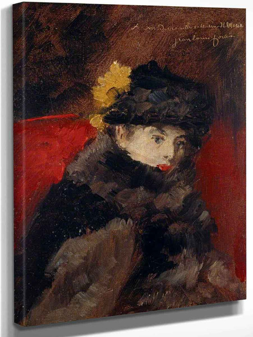 A Lady In A Fur Cape By Jean Louis Forain  By Jean Louis Forain