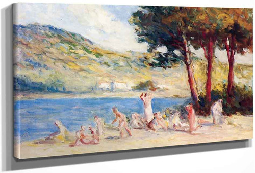 Rolleboise, Bathers On The Banks Of The Seine By Maximilien Luce By Maximilien Luce