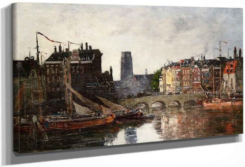 Rotterdam, The Pont De La Bourse 22 By Eugene Louis Boudin