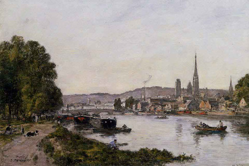 Rouen, View Over The River Seine By Eugene Louis Boudin