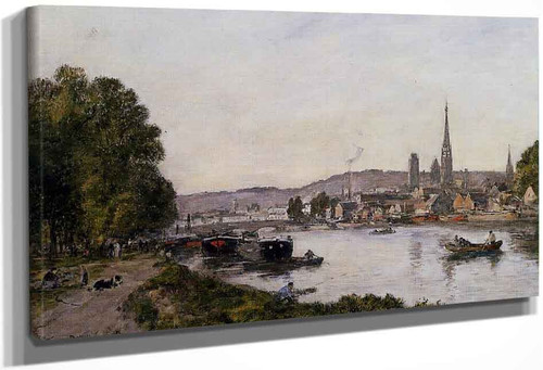 Rouen, View Over The River Seine By Eugene Louis Boudin