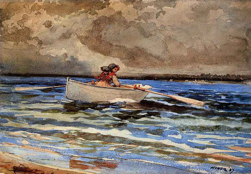 Rowing At Prout's Neck By Winslow Homer