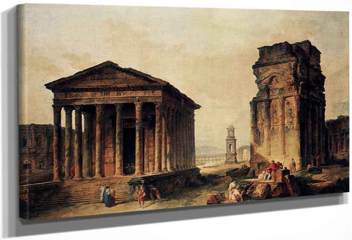 Ruins At Nimes By Hubert Robert