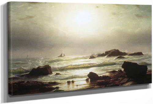 Sail Boats Off A Rocky Coast By William Stanley Haseltine