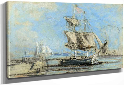 Sailboat In Port By Eugene Louis Boudin