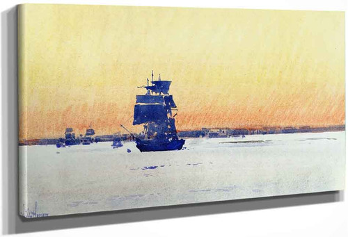 Sailing Ship Locked In Ice By Frederick Childe Hassam