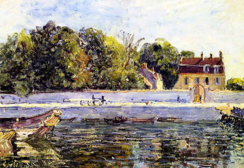 Saint Mammes House On The Canal Du Loing By Alfred Sisley