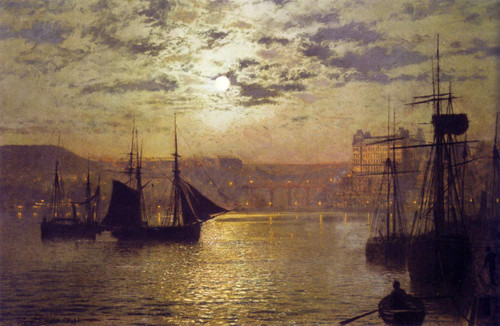 Scarborough By Moonlight By John Atkinson Grimshaw By John Atkinson Grimshaw