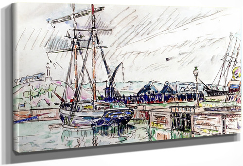 Schooner At Dock, Paimpol By Paul Signac