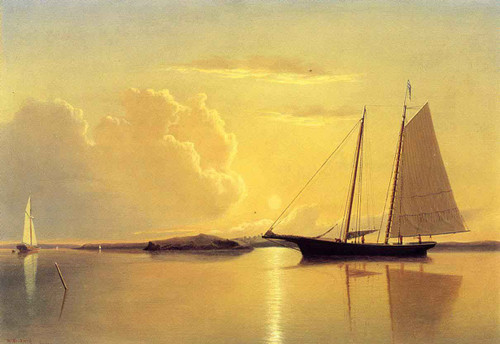 Schooner In Fairhaven Harbor, Sunrise By William Bradford By William Bradford