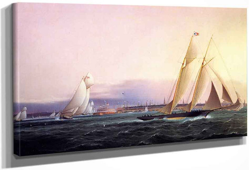 Schooner Resolute Leading The Fleet Around Castle Garden By James E. Buttersworth