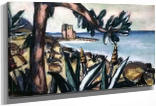 Seascape With Agaves And Old Castle By Max Beckmann By Max Beckmann