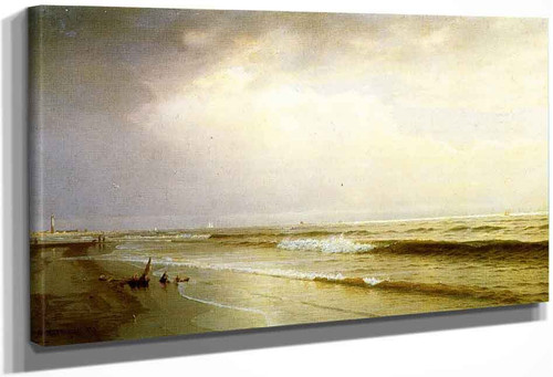 Seascape With Distant Lighthouse, Atlantic City, New Jersey By William Trost Richards By William Trost Richards