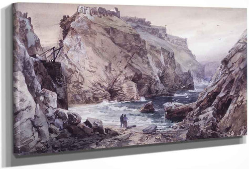 Seascape With Two Figurestintagel, Cornwall, England By William Trost Richards By William Trost Richards